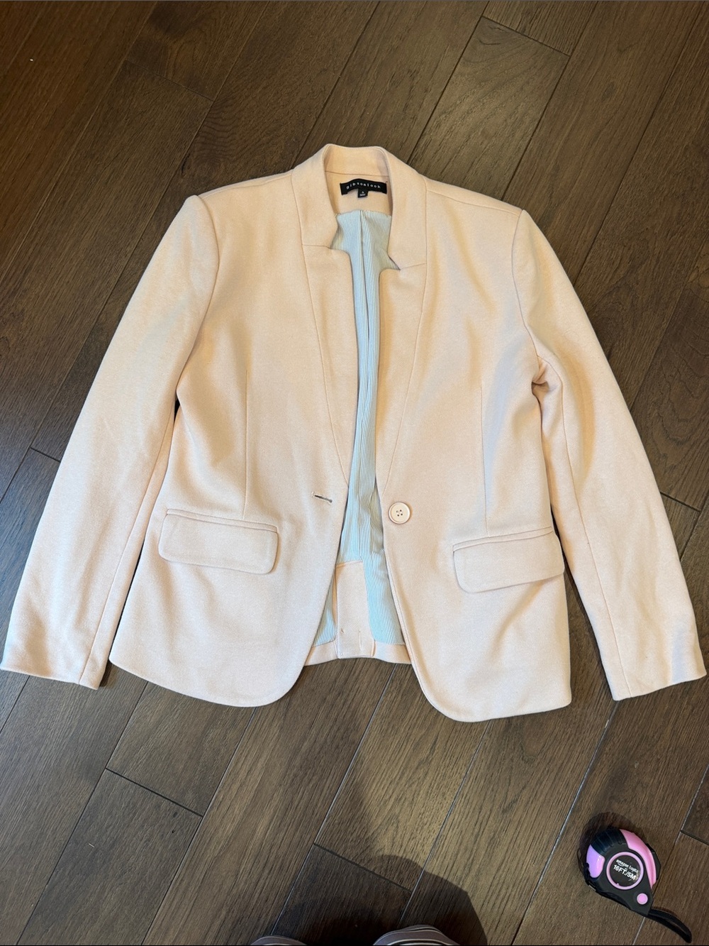Gibson Look Notch Collar Blazer In Pearl Blush Size Small - C67-117